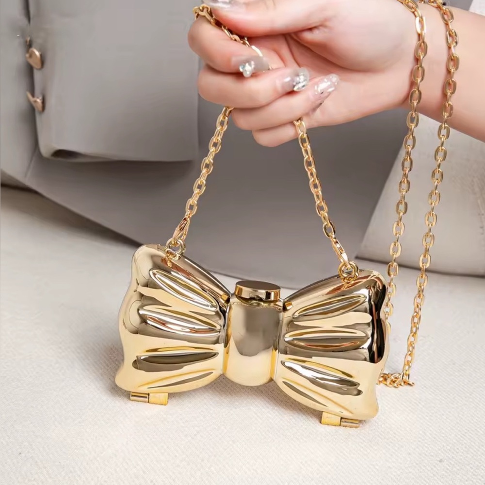 Mini Gold Bow evening bag
